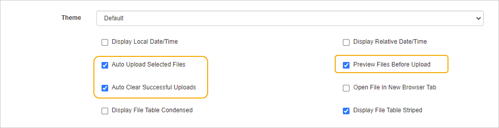Cerberus FTP Server Web Client File Upload Auto Upload Options Settings