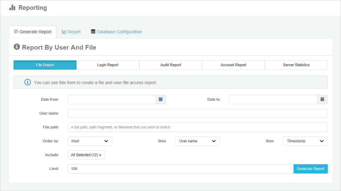 Cerberus FTP Server Reporting